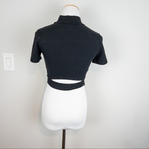 Tiger Mist Black Becca Cutout Mock Neck Crop Top - Size Small - Picture 7 of 12